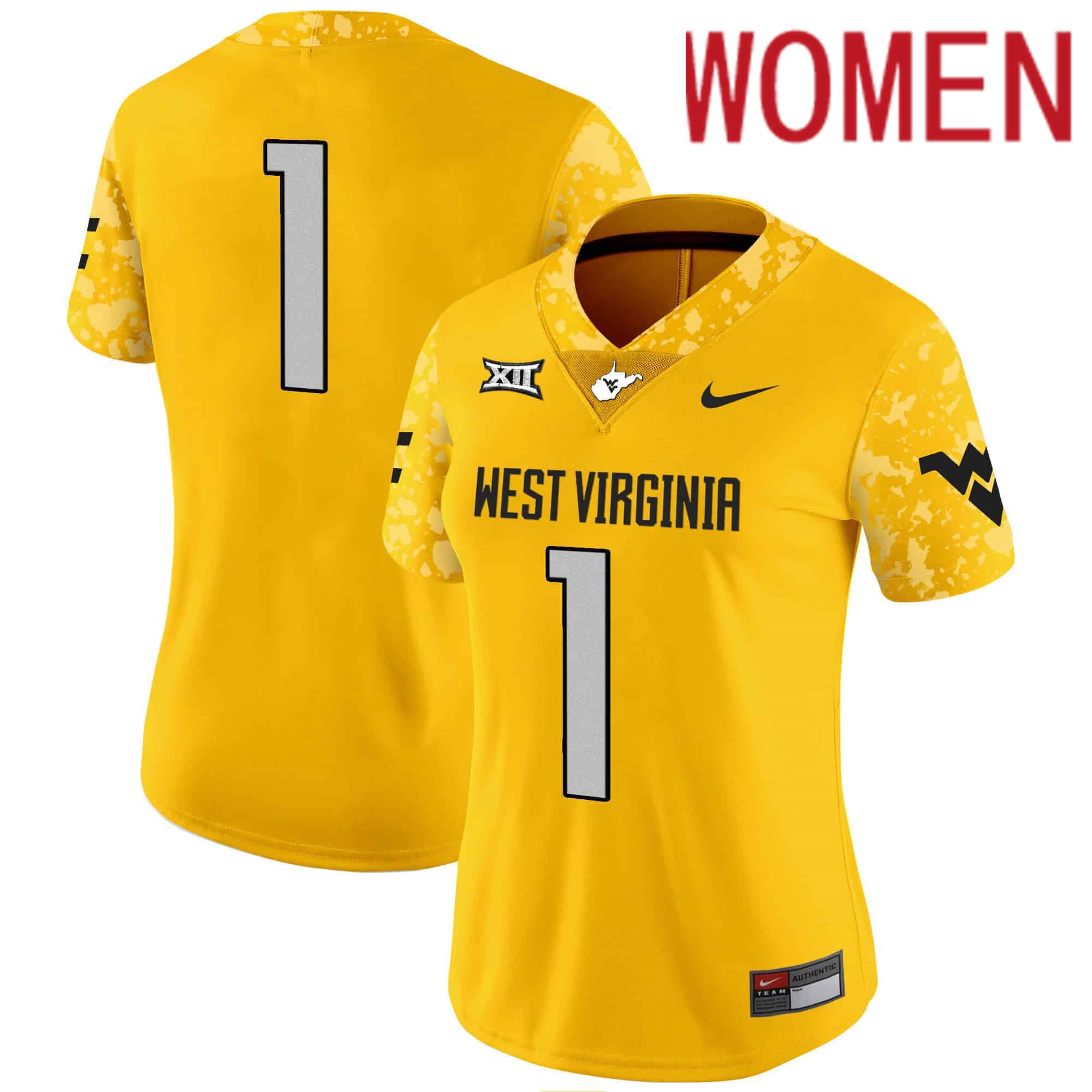 Women West Virginia Mountaineers #1 No Name Yellow 2024 Nike Vapor Limited NCAA Jersey